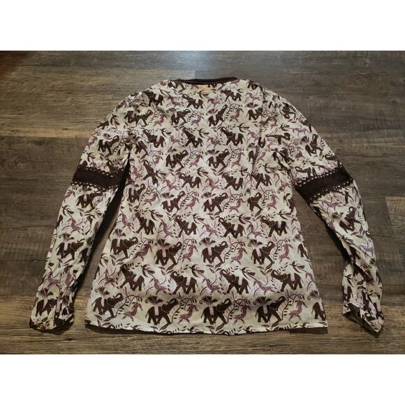 Tory Burch Cotton Embroidered Tunic Top Sz 8 Elephant Cheetah Print Boho (h - Picture 7 of 7